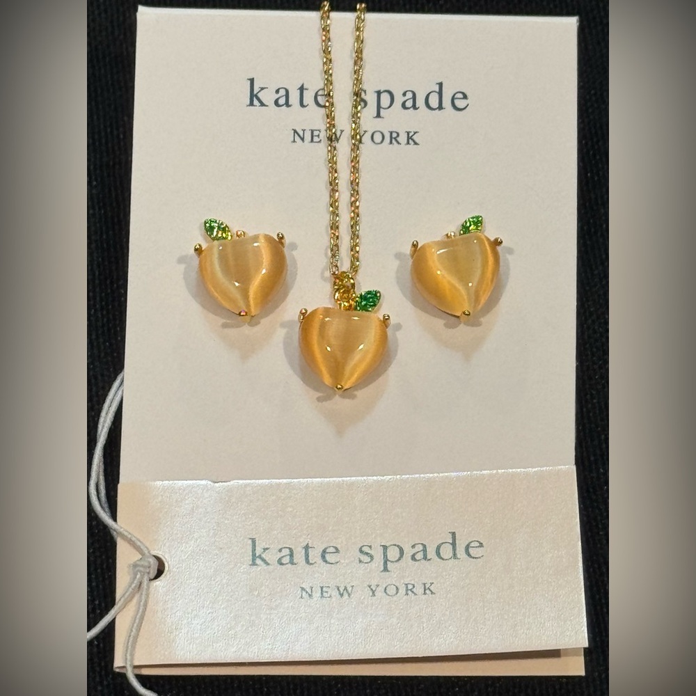 Kate Spade Gold Peach Necklace/Earring Set.  NWT